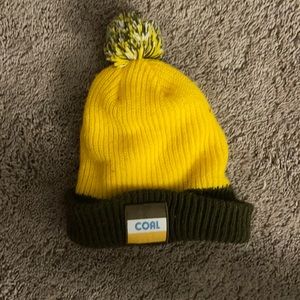 Brown and yellow beanie